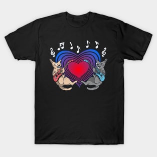 The Rockin' Feline Duo - Cats Logo Design T-Shirt